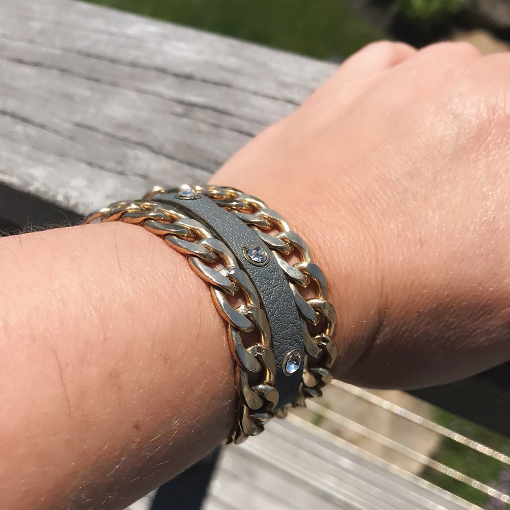 Trendy Leather & Gold Wraparound Bracelet